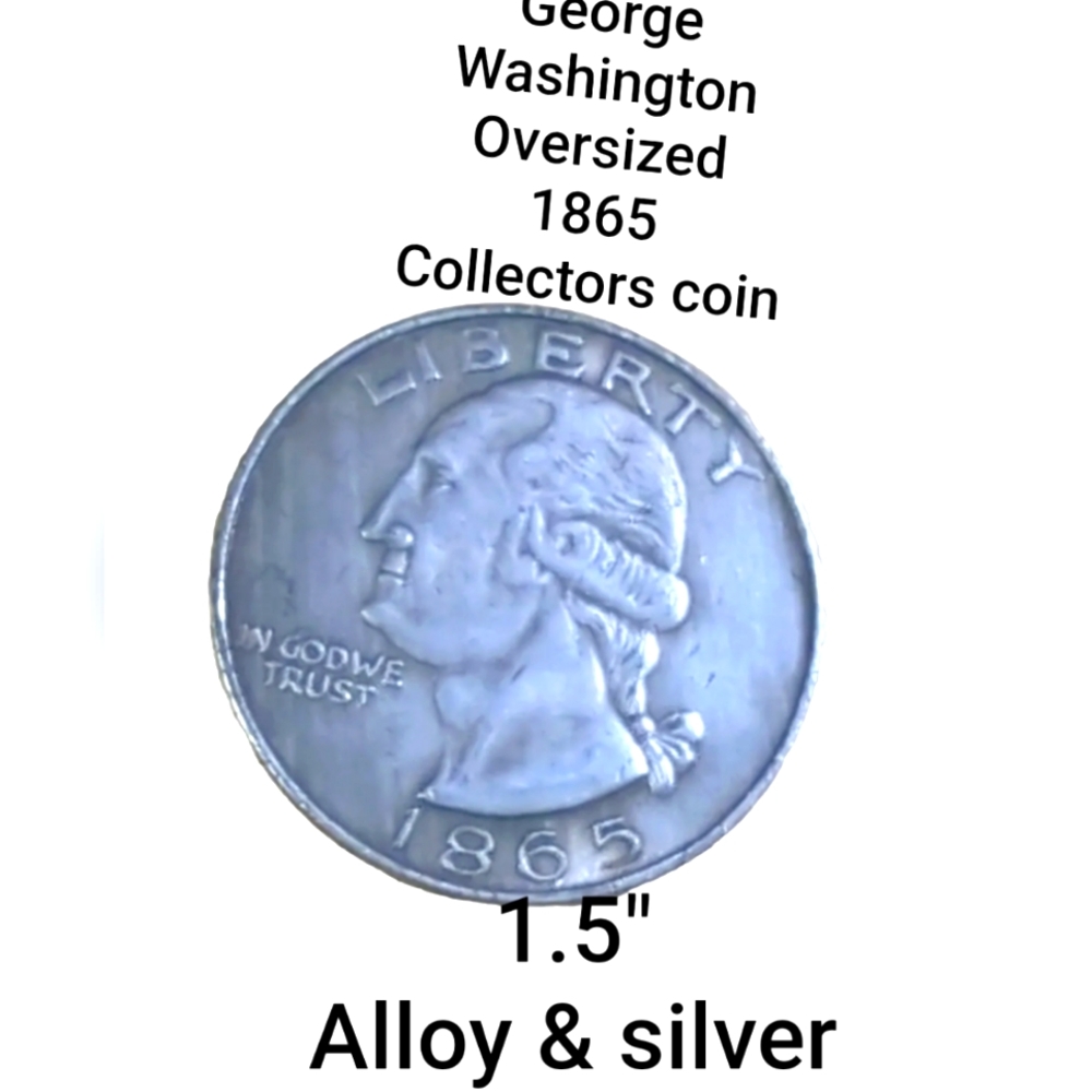 George Washington Oversized Coin 1.5" 1865 Novelty Collectors Alloy Metal